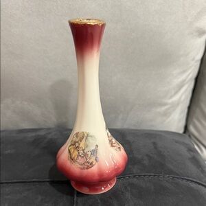 Rare Vintage Staffordshire Pink Gold Gilded Ironstone Vase